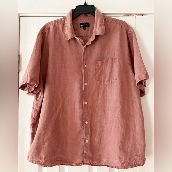 American Giant Linen Casual Rust Button Down Shirt size XL EUC - Picture 1 of 5